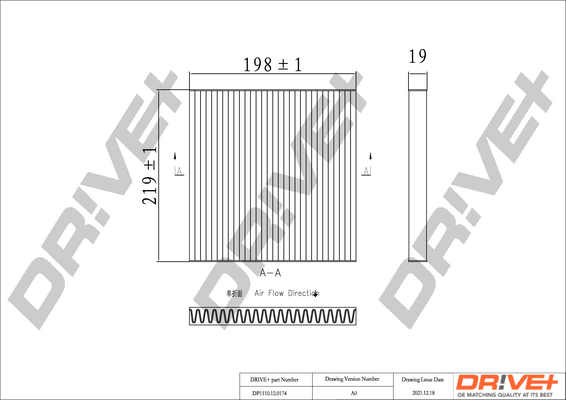 Filter, interior air - DP1110.12.0174 Dr!ve+