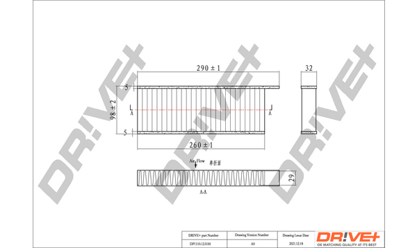 Filter, interior air - DP1110.12.0181 Dr!ve+