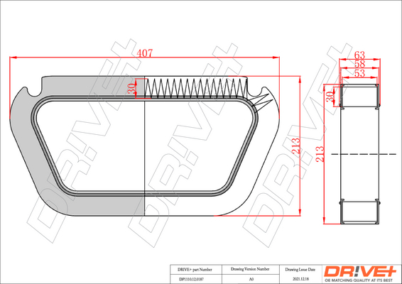 Filter, interior air - DP1110.12.0187 Dr!ve+