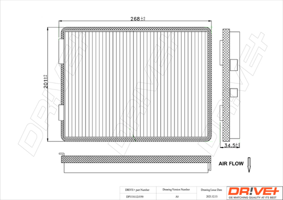 Filtro, Aria abitacolo - DP1110.12.0190 Dr!ve+