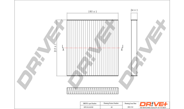 filtras, salono oras - DP1110.12.0192 Dr!ve+