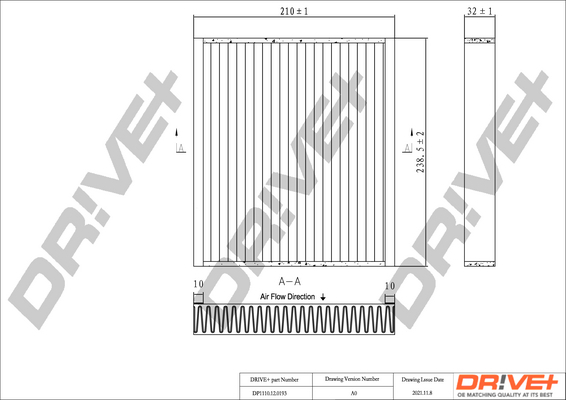 Filter, interior air - DP1110.12.0193 Dr!ve+
