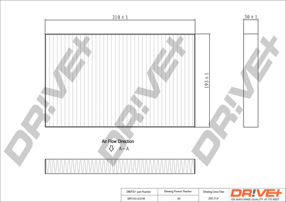 Filter, interior air - DP1110.12.0198 Dr!ve+