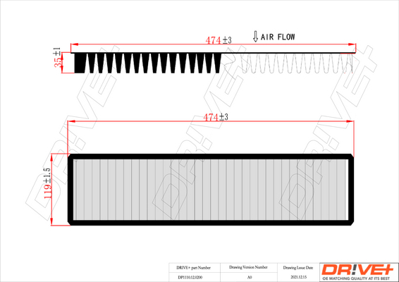 Filter, interior air - DP1110.12.0200 Dr!ve+