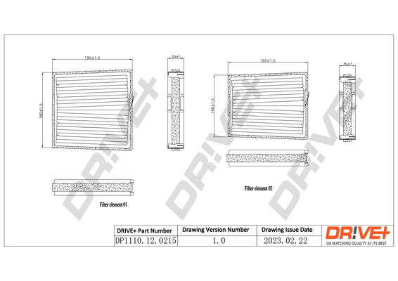 Filter, interior air - DP1110.12.0215 Dr!ve+