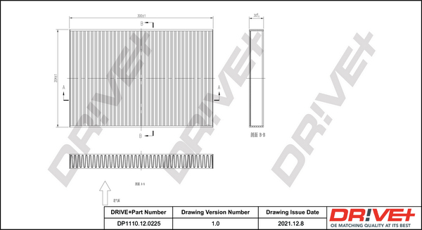Filter, interior air - DP1110.12.0225 Dr!ve+