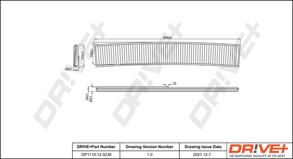Filter, interior air - DP1110.12.0238 Dr!ve+