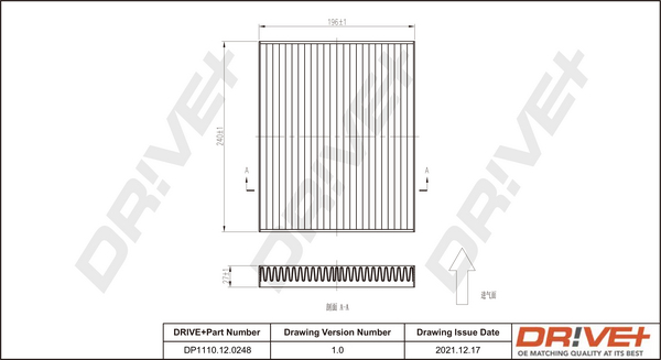 Filter, interior air - DP1110.12.0248 Dr!ve+