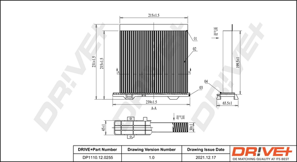 Filter, interior air - DP1110.12.0255 Dr!ve+