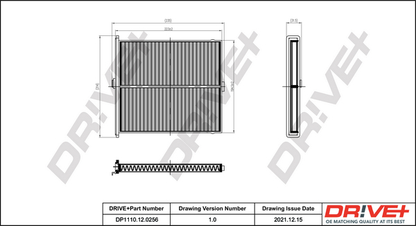 Filter, interior air - DP1110.12.0256 Dr!ve+