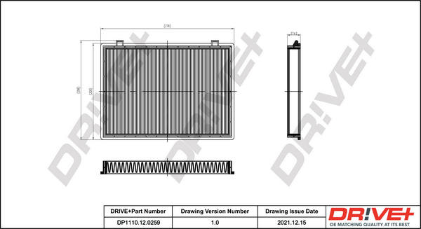 Filter, interior air - DP1110.12.0259 Dr!ve+