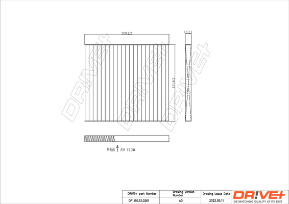 Filter, interior air - DP1110.12.0261 Dr!ve+