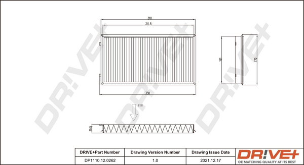 Filter, interior air - DP1110.12.0262 Dr!ve+