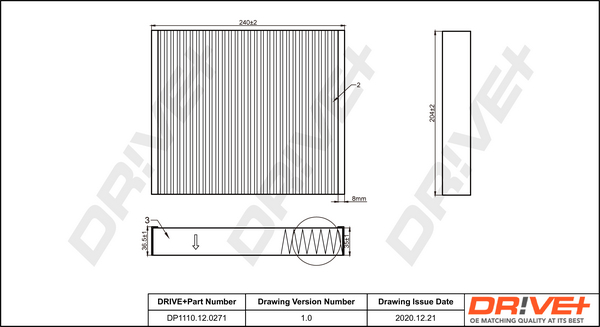 Filter, Innenraumluft - DP1110.12.0271 Dr!ve+