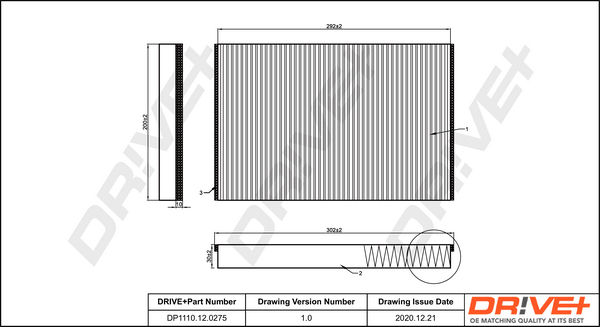 Filter, interior air - DP1110.12.0275 Dr!ve+