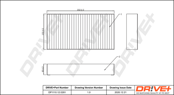 Filter, interior air - DP1110.12.0281 Dr!ve+
