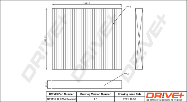 Filter, interior air - DP1110.12.0284 Dr!ve+