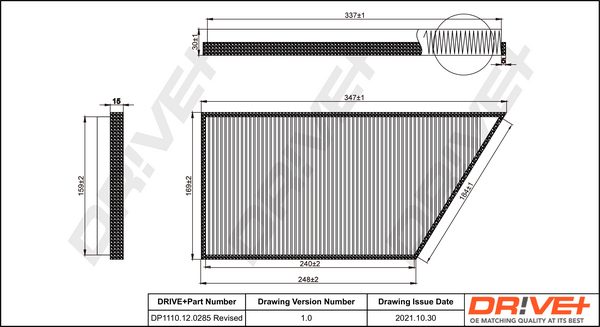 Filter, interior air - DP1110.12.0285 Dr!ve+