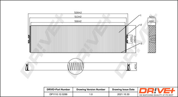 Filter, interior air - DP1110.12.0286 Dr!ve+