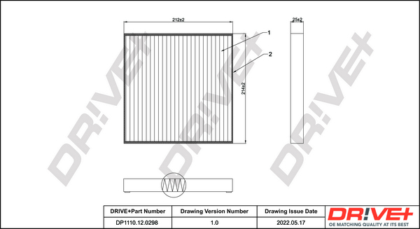 Filter, Innenraumluft - DP1110.12.0298 Dr!ve+