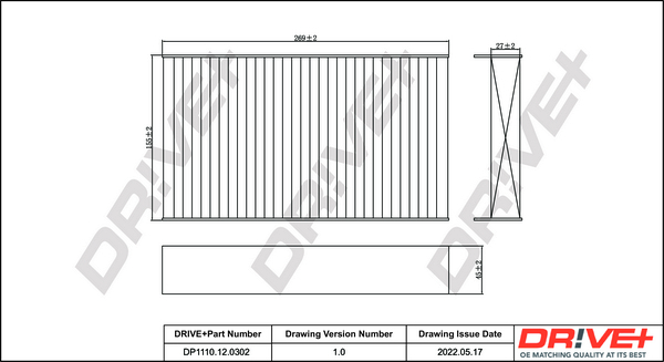 Filter, interior air - DP1110.12.0302 Dr!ve+
