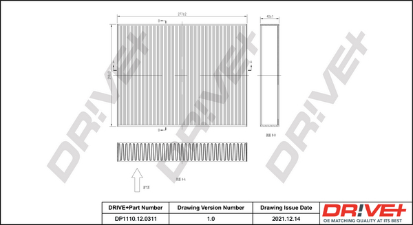 Filter, interior air - DP1110.12.0311 Dr!ve+