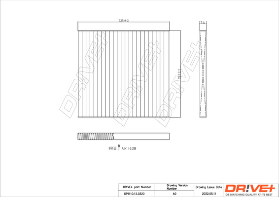 Filter, interior air - DP1110.12.0320 Dr!ve+
