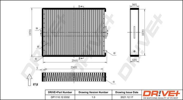 Filter, interior air - DP1110.12.0332 Dr!ve+