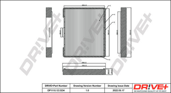 Filter, interior air - DP1110.12.0334 Dr!ve+