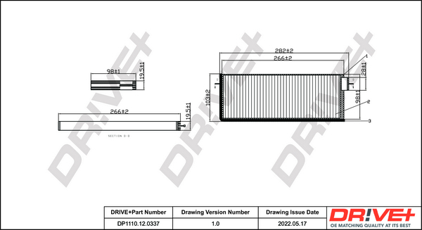 Filter, interior air - DP1110.12.0337 Dr!ve+