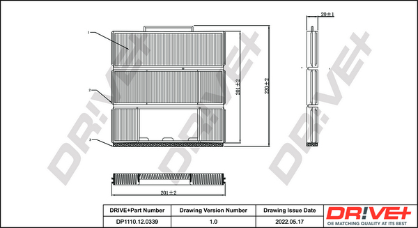 Filter, interior air - DP1110.12.0339 Dr!ve+