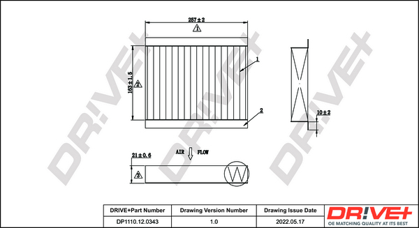 Filter, interior air - DP1110.12.0343 Dr!ve+