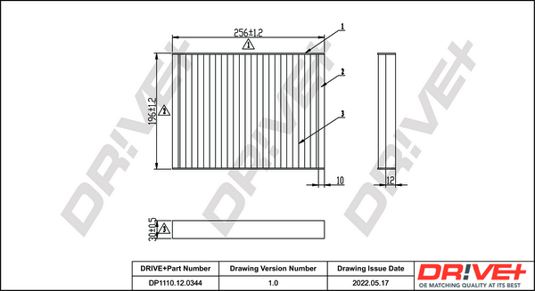 Filter, interior air - DP1110.12.0344 Dr!ve+