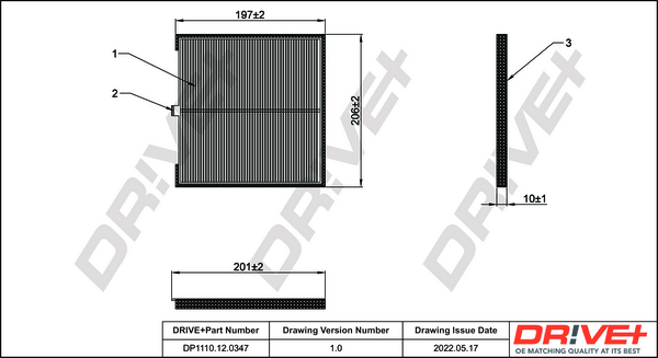 Filter, interior air - DP1110.12.0347 Dr!ve+