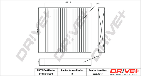 Filter, interior air - DP1110.12.0348 Dr!ve+