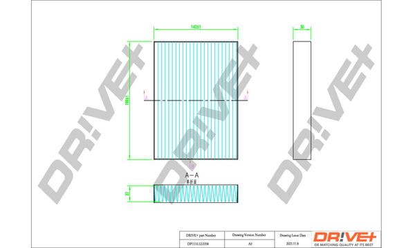 Filter, interior air - DP1110.12.0358 Dr!ve+