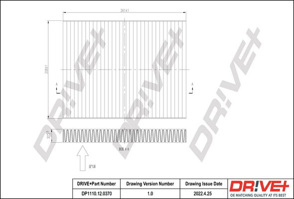 Filter, interior air - DP1110.12.0370 Dr!ve+