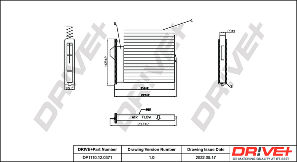 Filter, interior air - DP1110.12.0371 Dr!ve+