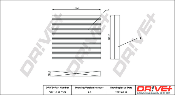 Filter, interior air - DP1110.12.0377 Dr!ve+