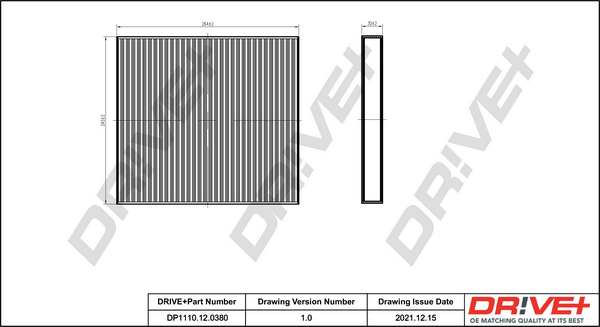 Filter, interior air - DP1110.12.0380 Dr!ve+