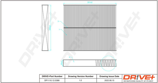 Filter, interior air - DP1110.12.0386 Dr!ve+