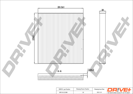 Filter, interior air - DP1110.12.0388 Dr!ve+