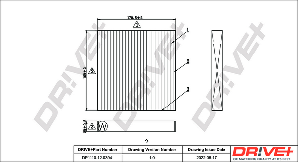 Filter, interior air - DP1110.12.0394 Dr!ve+
