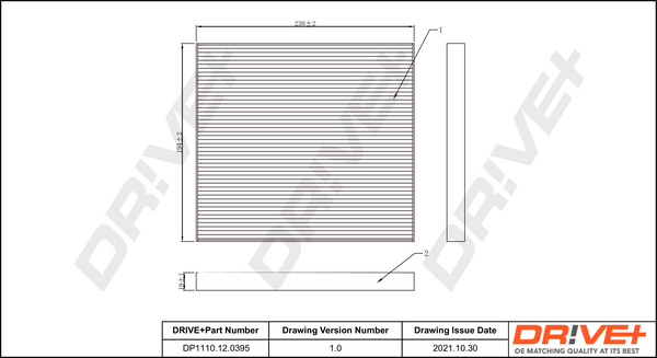 Filter, interior air - DP1110.12.0395 Dr!ve+