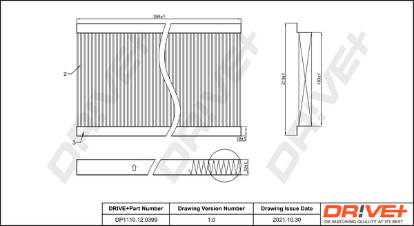 Filter, interior air - DP1110.12.0399 Dr!ve+