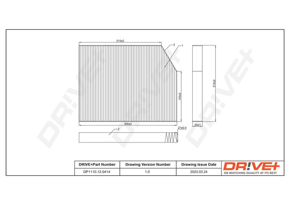 Filter, interior air - DP1110.12.0414 Dr!ve+
