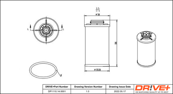 Hydraulic Filter, automatic transmission - DP1110.14.0001 Dr!ve+