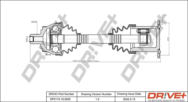 Drive Shaft - DP2110.10.0032 Dr!ve+