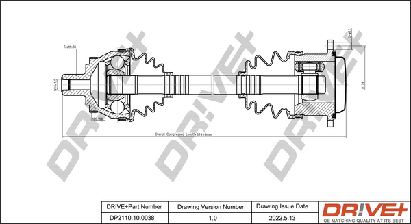 Drive Shaft - DP2110.10.0038 Dr!ve+