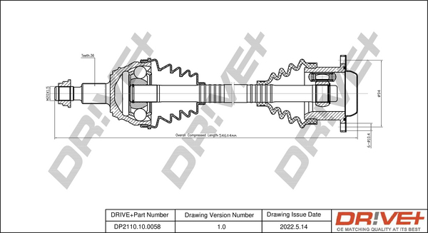 Drive Shaft - DP2110.10.0058 Dr!ve+